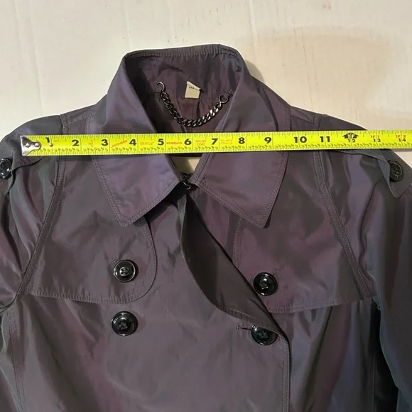 Burberry Purple Trench Coat with Pleated Hem